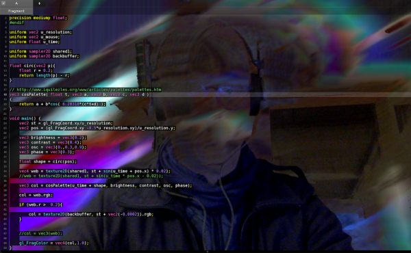 Playing around with #GLSL #shaders and webcam in #KodeLife grid