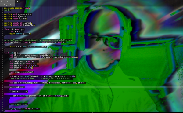 Playing around with #GLSL #shaders and webcam in #KodeLife grid